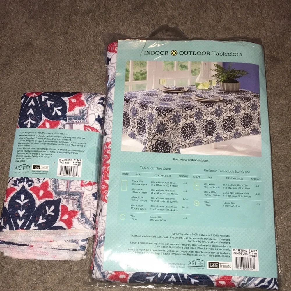 New Arlee Umbrella Tablecloth w Zipper & 4 Napkins
